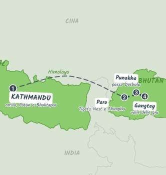 Mappa del viaggio Bhutan: nel paese della felicità