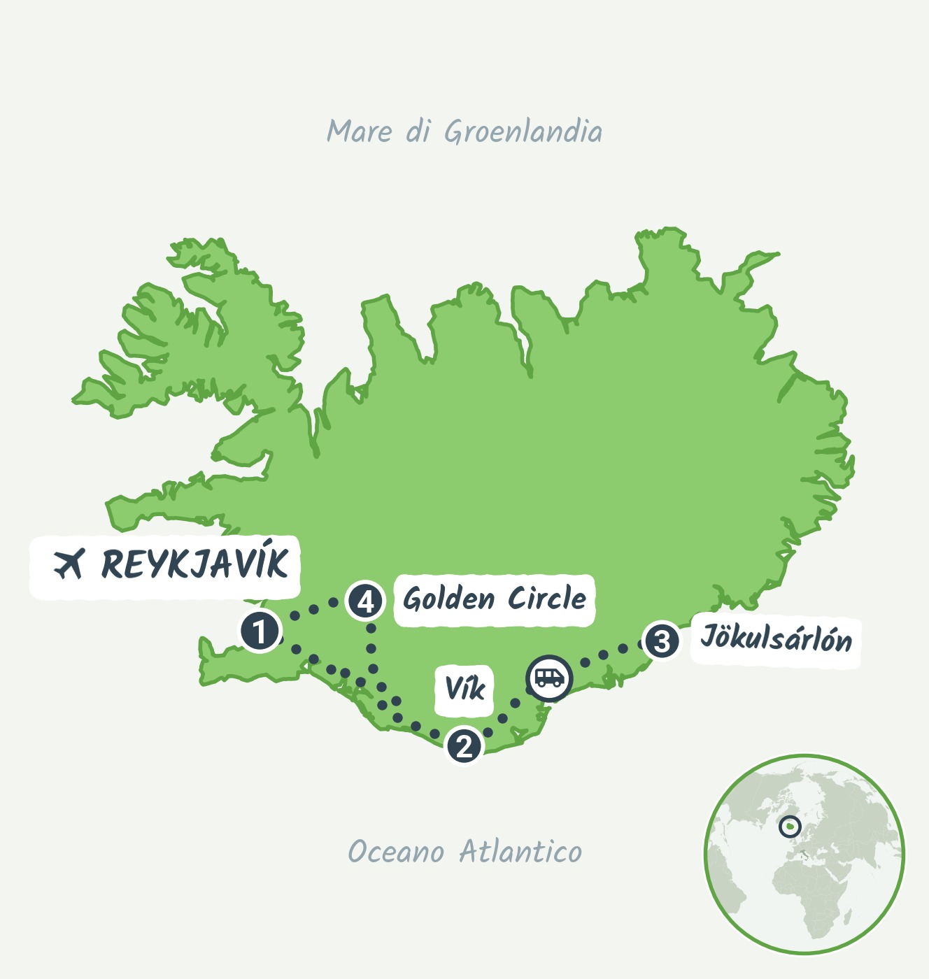 Mappa del viaggio Islanda meridionale: aurore boreali
