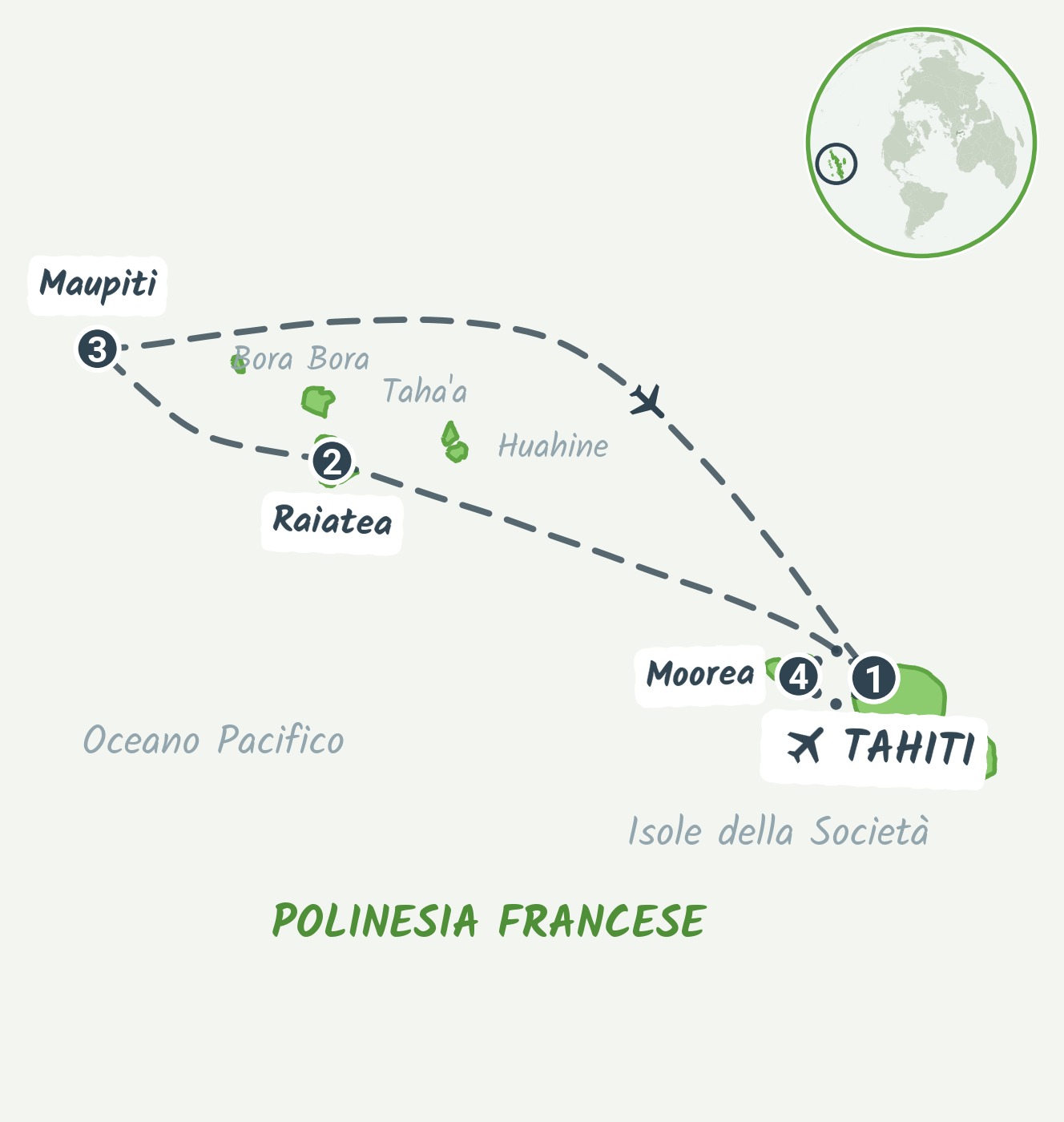 Mappa del viaggio Avventura in Polinesia Francese