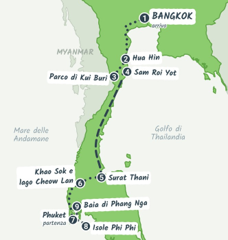 Mappa del viaggio Thai adventure: i parchi del sud