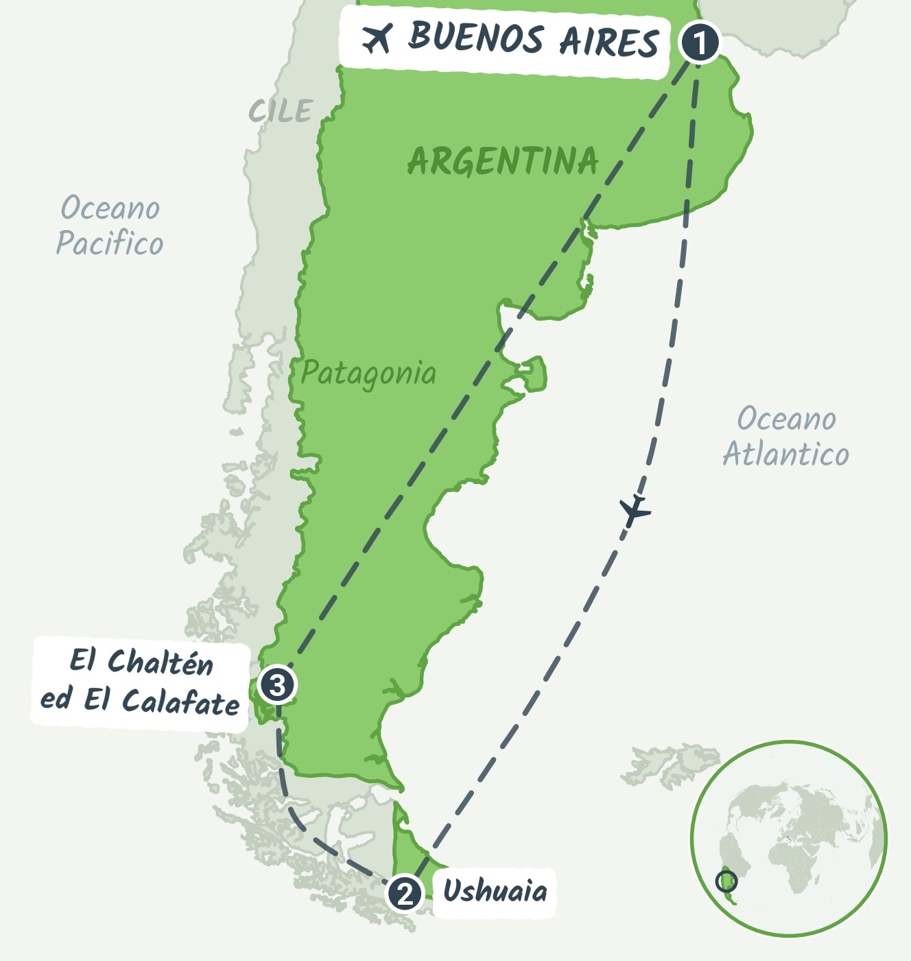 Mappa del viaggio Patagonia: ai confini del mondo!