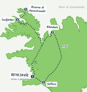 Mappa del viaggio Trekking in Islanda